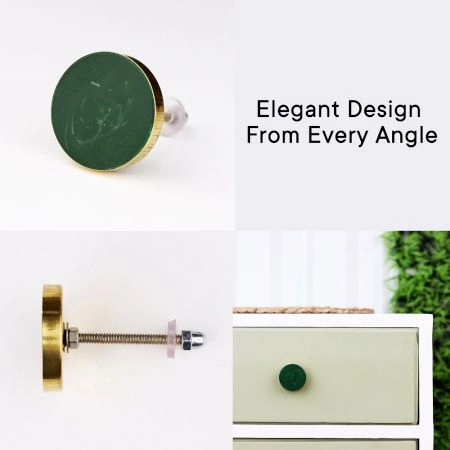 Round Sea Green Metal and Resin Knob
